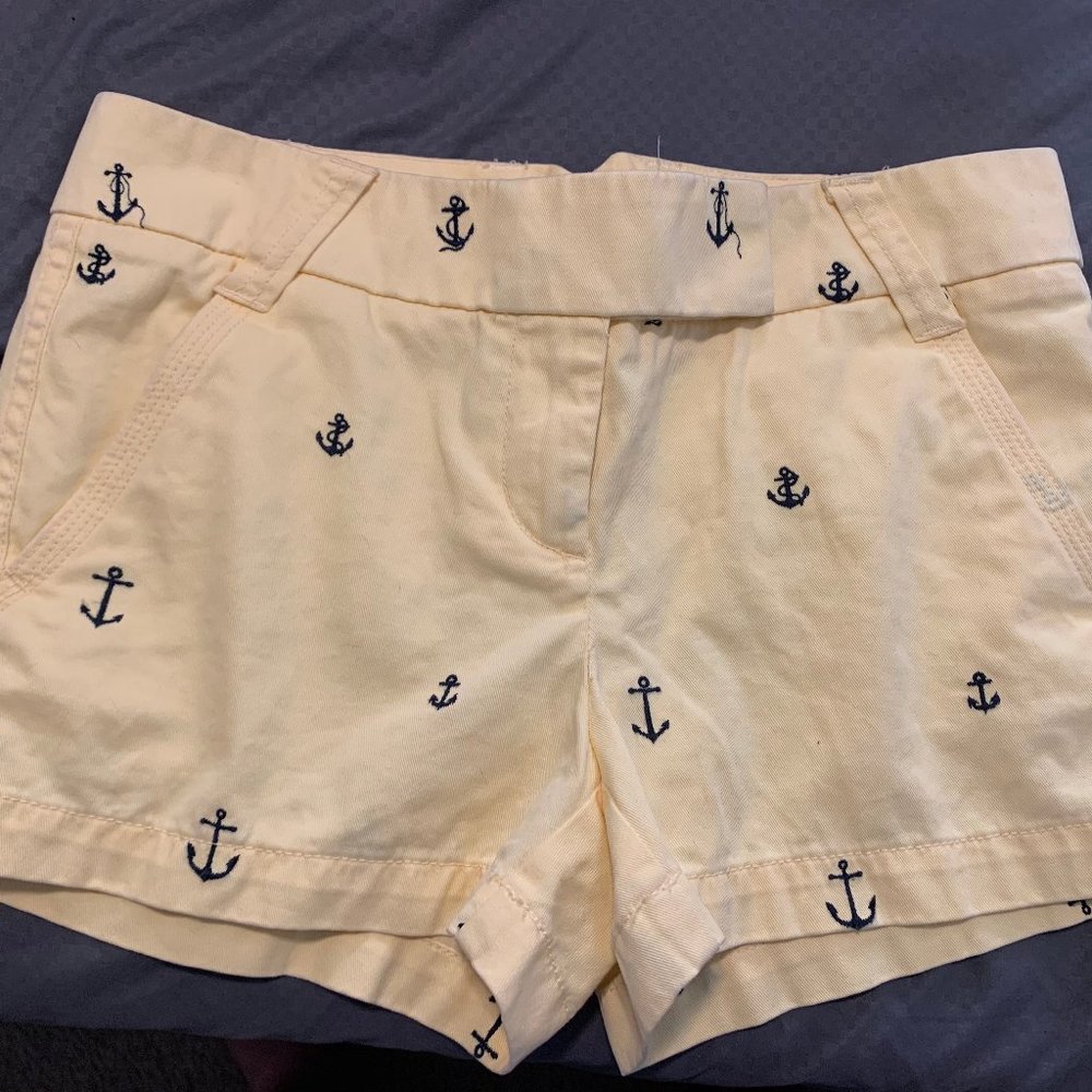 J Crew Chino Yellow Anchor Shorts weathered 2